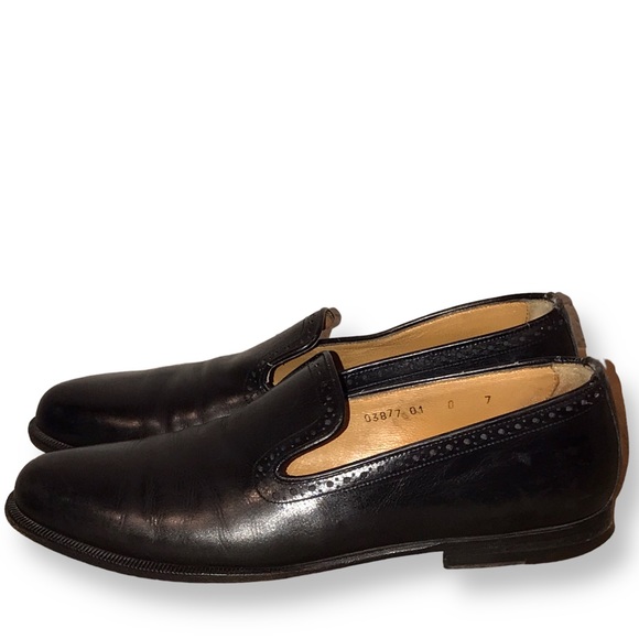 SANTONI Black Leather Italian Loafers - 7 - Picture 2 of 9